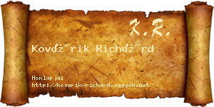 Kovárik Richárd névjegykártya